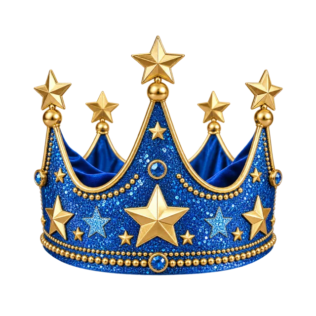 Miniature blue party crown decorated with stars