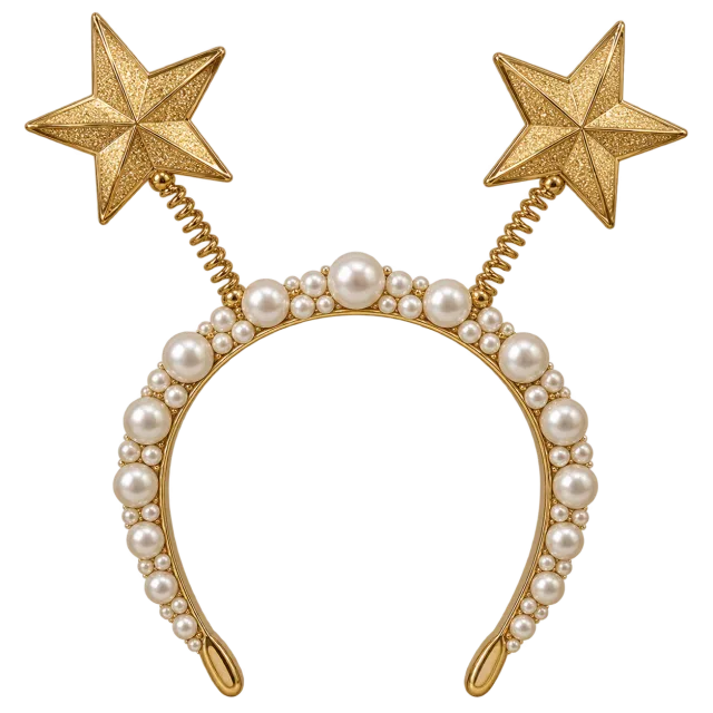 Pearl headband with gold star antennae