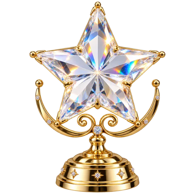 Crystal wishing star on a gold stand