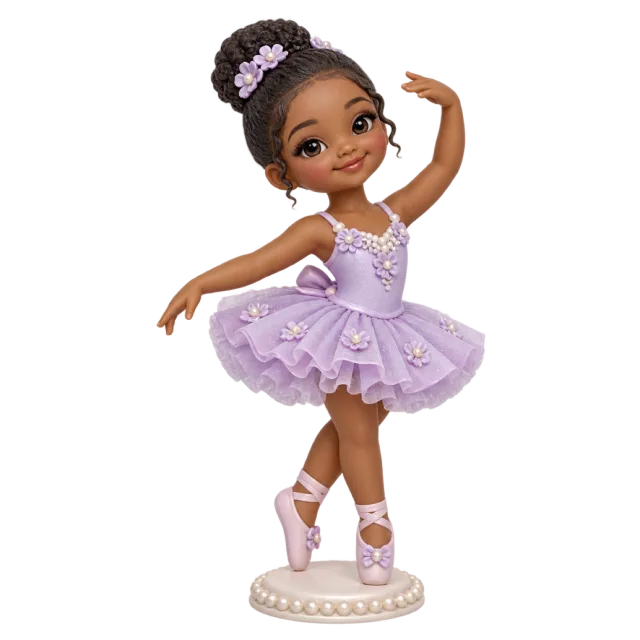 Child ballerina figurine in a lavender tutu and ballet shoes