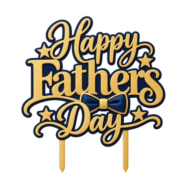Navy and gold-style Happy Father's Day script topper with stars