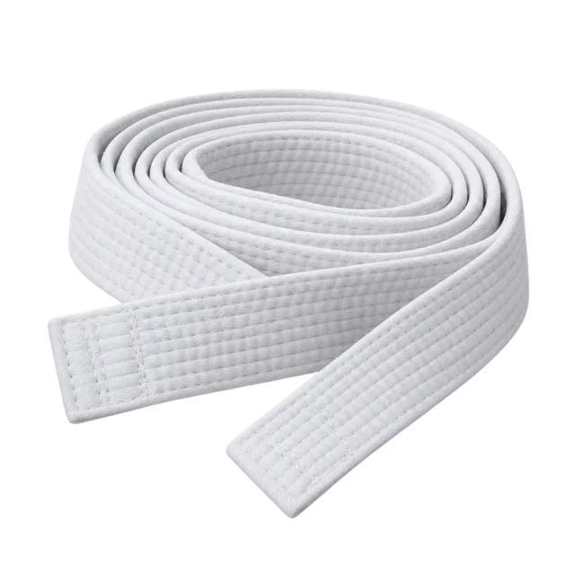 White martial arts belt rolled into a loose coil