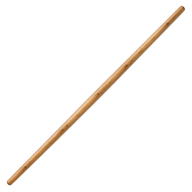 Long plain wooden bo staff positioned diagonally