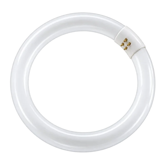 White circular fluorescent tube with a connector at one side