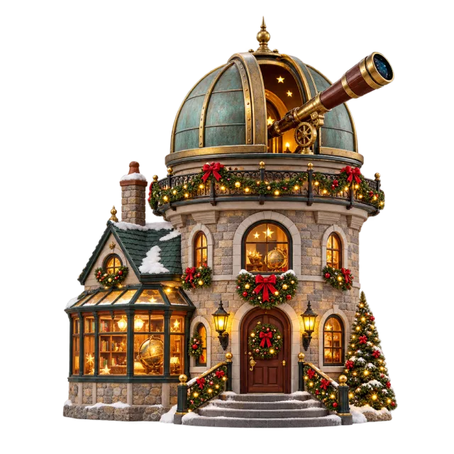 Miniature observatory with a domed roof and telescope