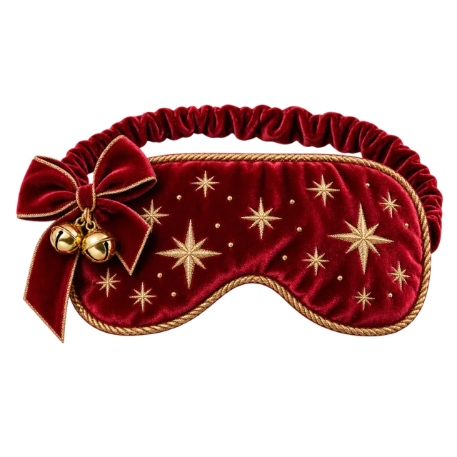 Burgundy eye mask embroidered with golden stars