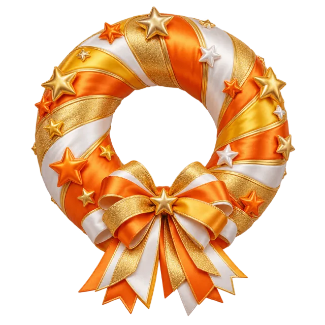 Orange and cream balloon ring with golden stars