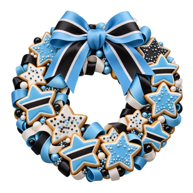 Blue, white and black star cookie wreath