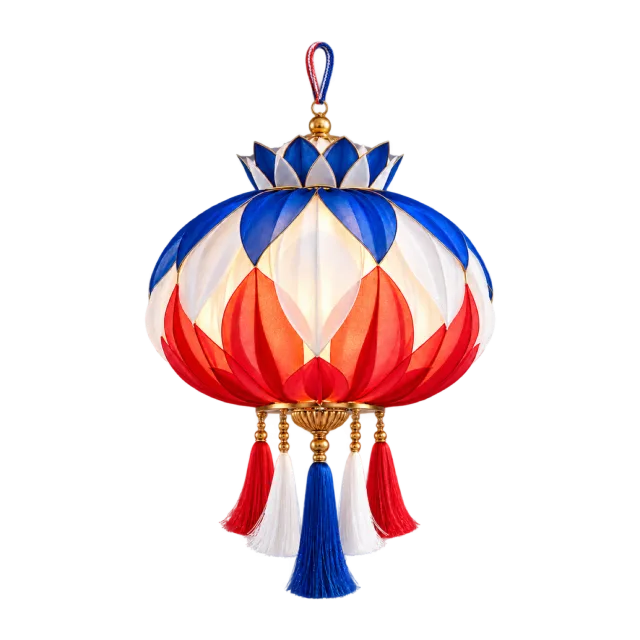 Red, white and blue petal lantern with tassels