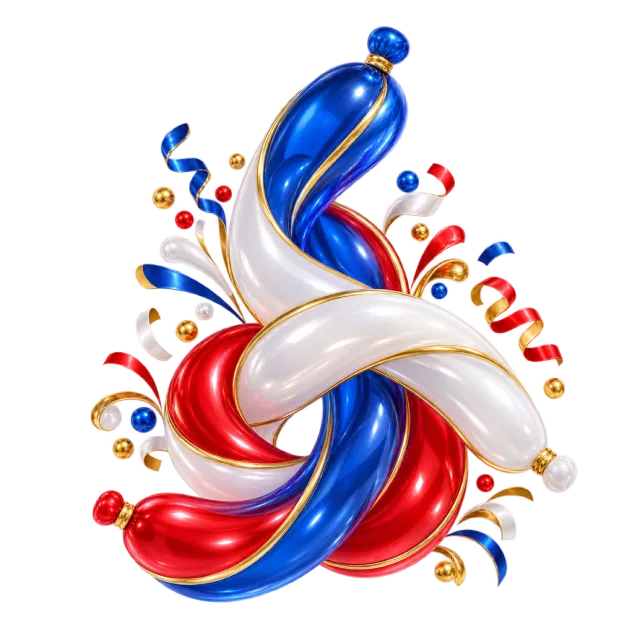 Red, white and blue twisted balloon sculpture