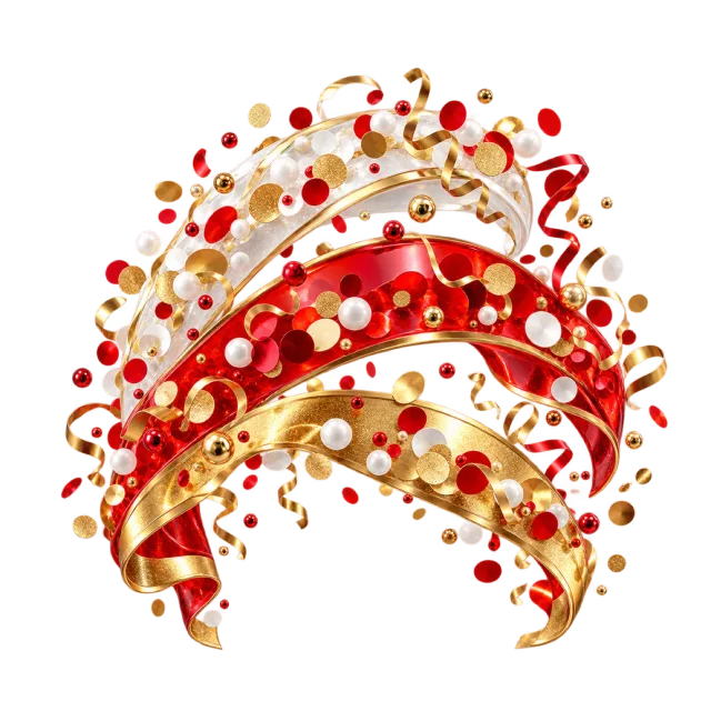 Red and cream confetti ribbon arcs