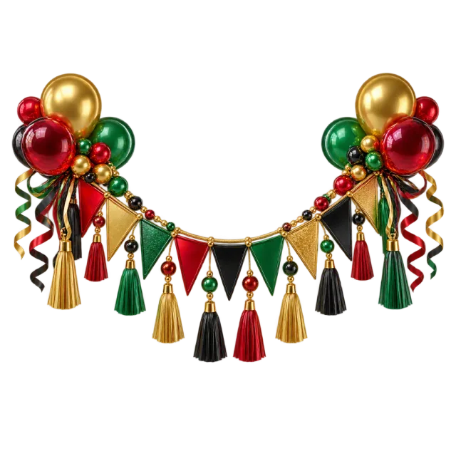 Red, yellow, green and black party bunting