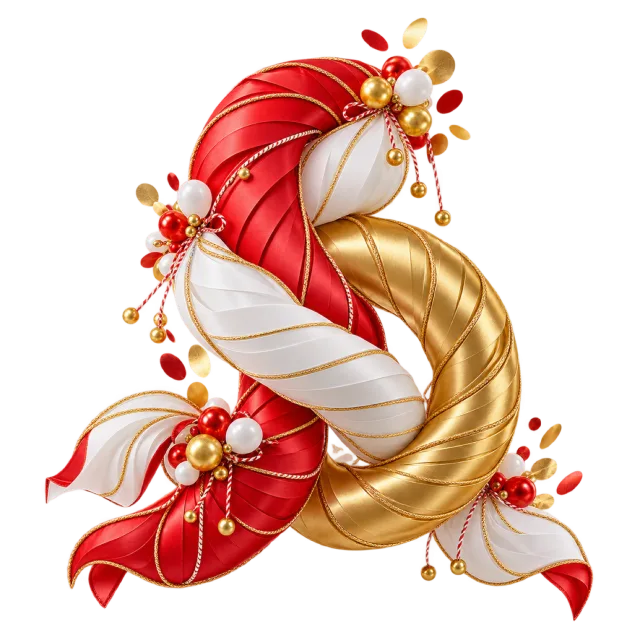 Red, white and gold twisted balloon knot