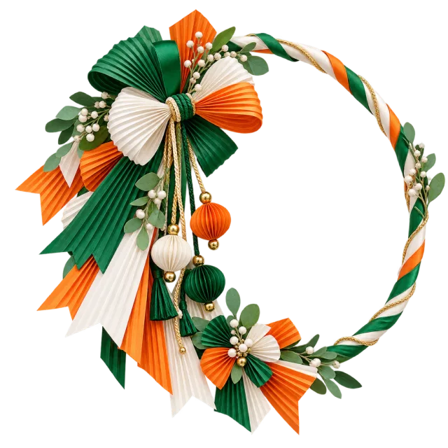 Orange, white and green ribbon hoop