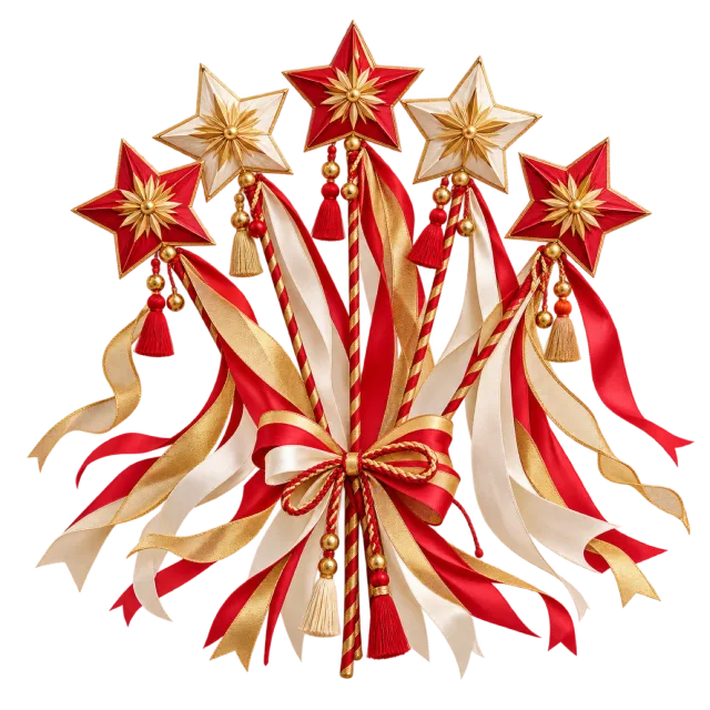 Red and gold star wand bundle