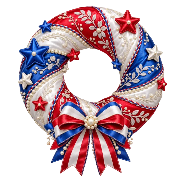 Red, white and blue balloon ring with stars