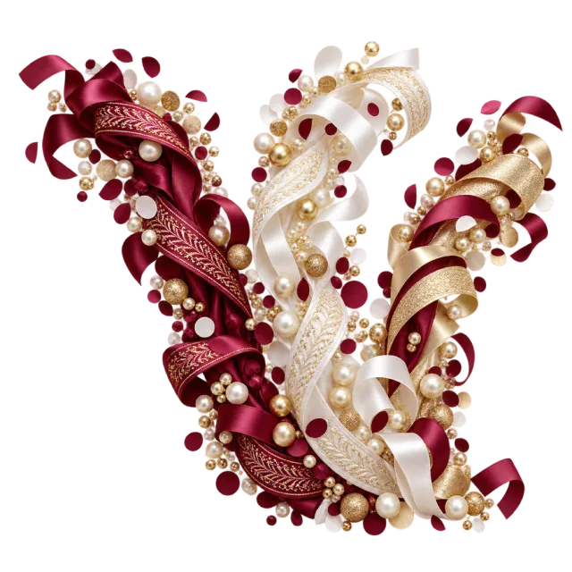 Burgundy and ivory curling confetti sprays