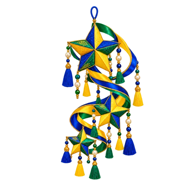 Blue, green and yellow hanging star garland