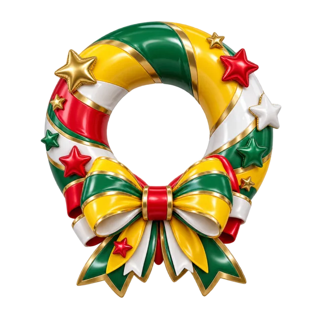 Green, yellow, red and white balloon ring