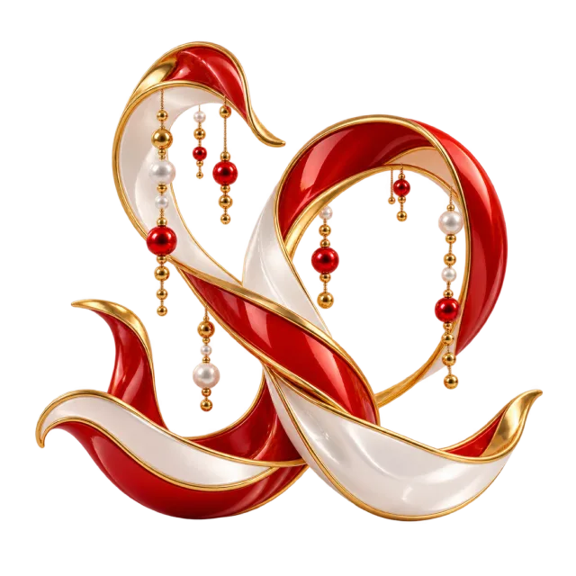 Red, cream and golden flowing ribbon loops