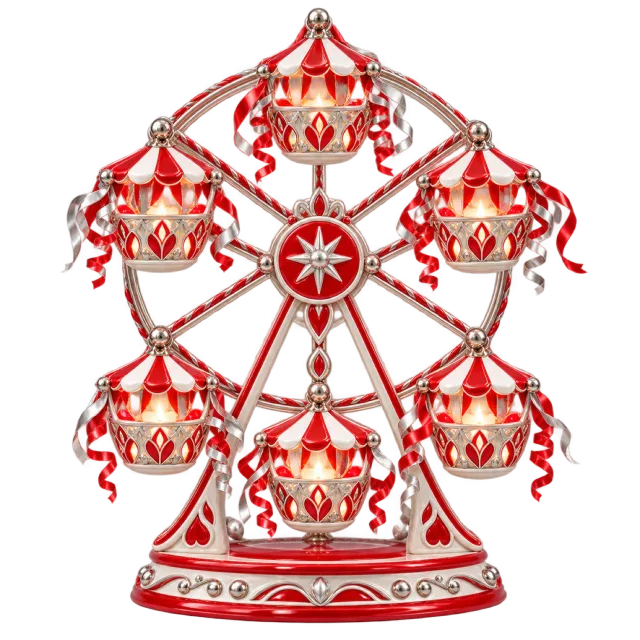 Red and white miniature festive wheel