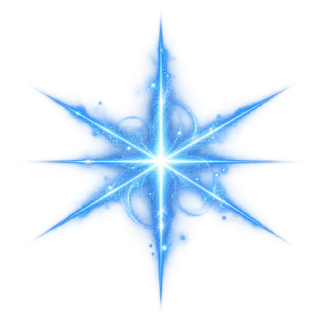 Icy blue pointed glint with a white central flash