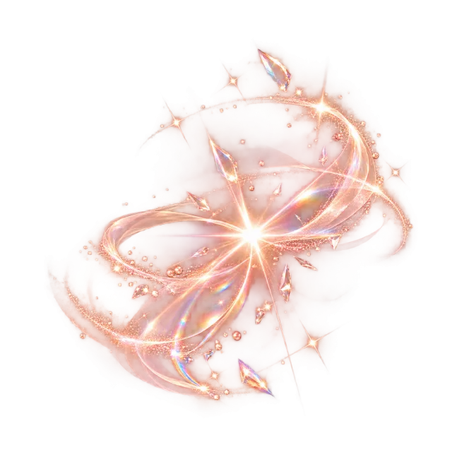 Rose-gold-colored flare cluster with looping light trails