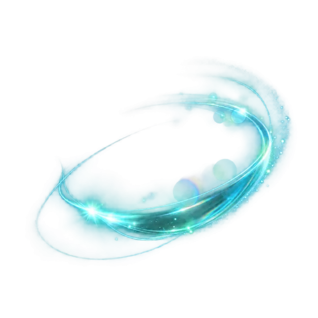 Teal elliptical light trail with soft glowing highlights