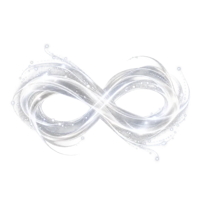 White intertwined infinity-shaped light ribbons