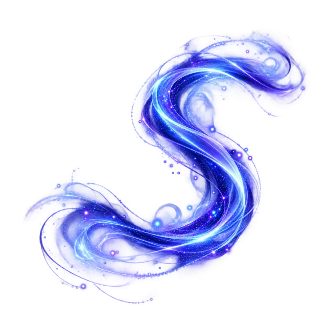 Indigo S-shaped flowing light trail