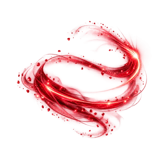 Ruby red looping comet-style light ribbon