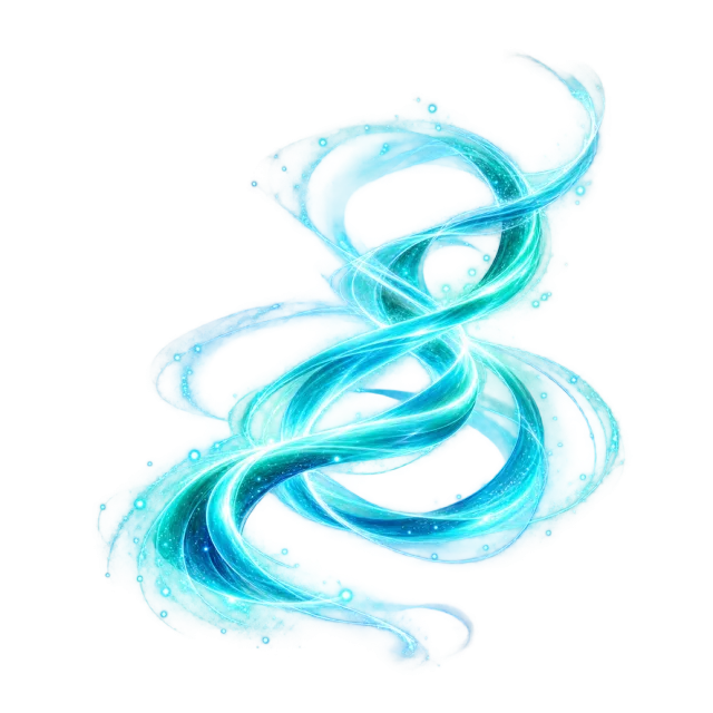 Turquoise braided light strands curling upward