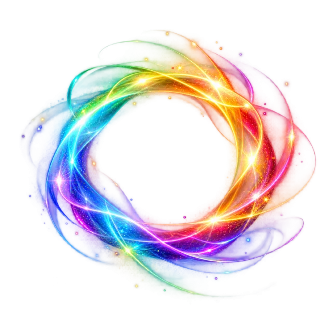 Rainbow circular orbit of overlapping light trails