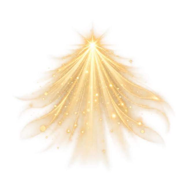 Soft golden rays spreading downward from a bright point