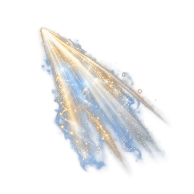 Pale blue and golden diagonal shafts of light