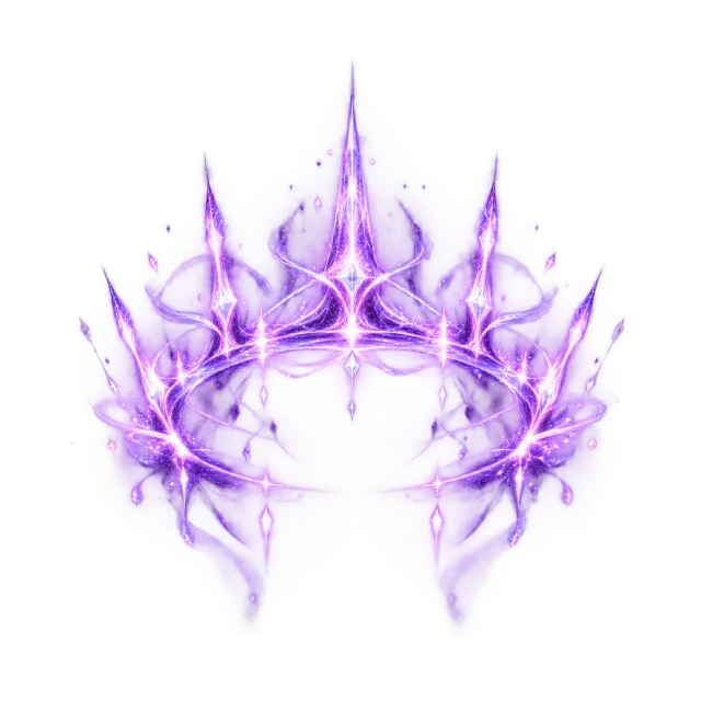 Violet crown-shaped arc of pointed light beams