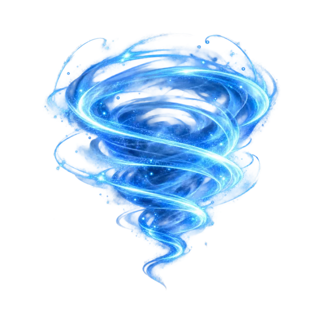 Blue spiral funnel narrowing toward the bottom