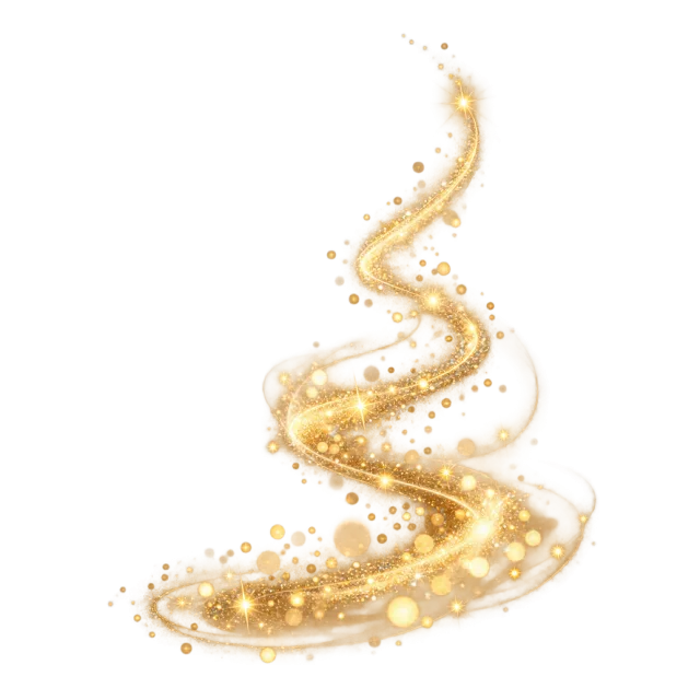 Golden winding bokeh trail with glowing circles