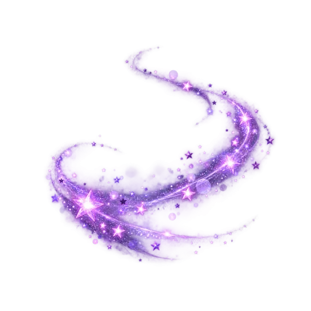 Purple curved trail with star-shaped light spots