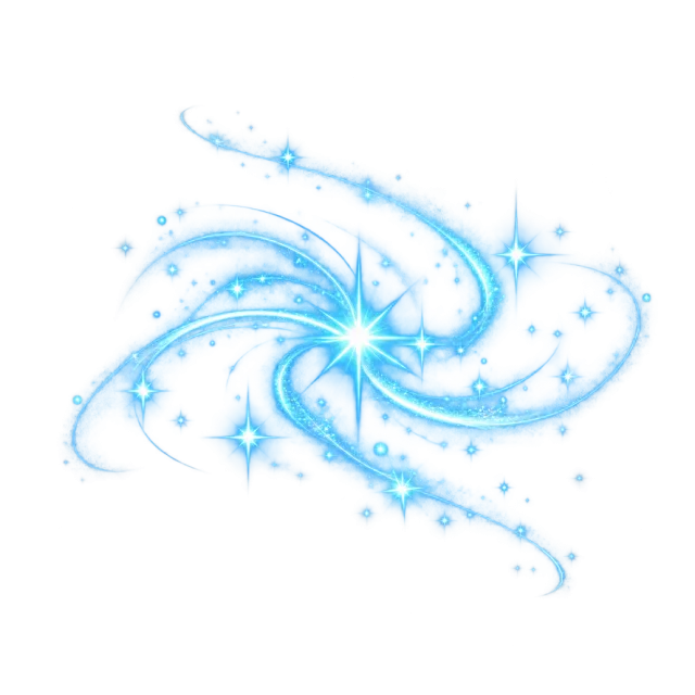 Cyan star glints amid curling luminous strands