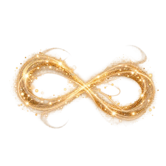 Golden glitter infinity loop with a bright outline