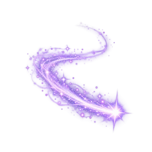 Lavender comet trail ending in a pointed star