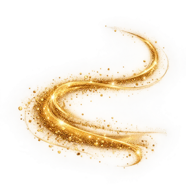Golden S-shaped glitter swoosh