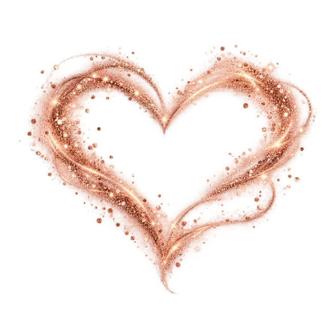 Rose-gold-colored glitter heart outline