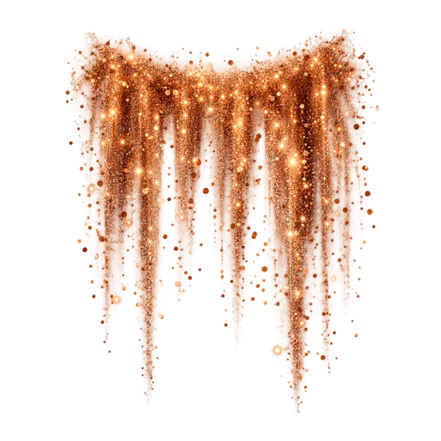 Copper-colored vertical glitter curtain