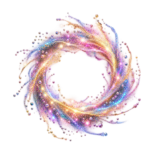 Multicolored iridescent glitter splash ring