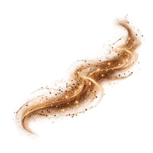 Bronze diagonal plume of fine glitter