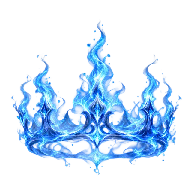 Blue flame crown with pointed tongues