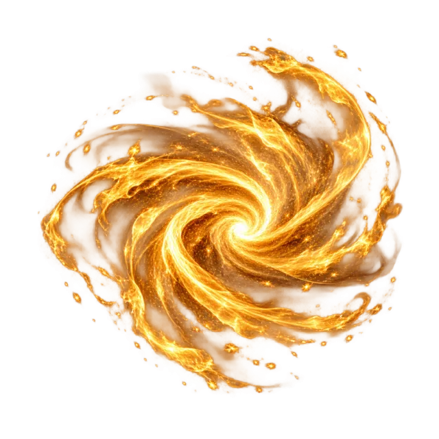 Golden swirling fire vortex