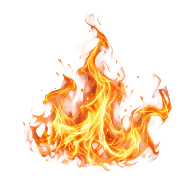 Upright orange flame tongues without logs